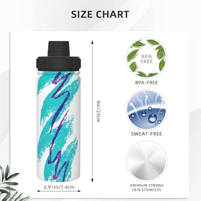 90'S Cup Design Stainless Steel Sport Water Bottle, Double Walled Leak Proof For Fitness Gym Outdoor Indoor