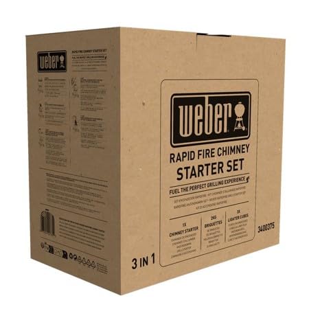 Weber Anzündset- Rapidfire Starter Set, besteht aus Amzündkamin- Groß (32cm), 2Kg Holzkohlebriketts & 2 Anzündwürfeln, ideales Starterpaket für alle Holzkohlegrills (3400375)-13
