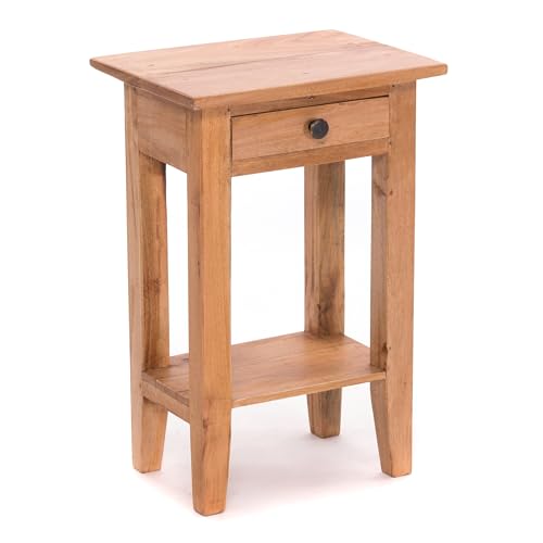 DESIGN DELIGHTS Rustikaler Vintage Telefontisch PLANTA | 52x34cm (HxB), Mahagoni Massivholz | Blumenhocker, Flurtisch, Beistelltisch, Nachtschrank mit...