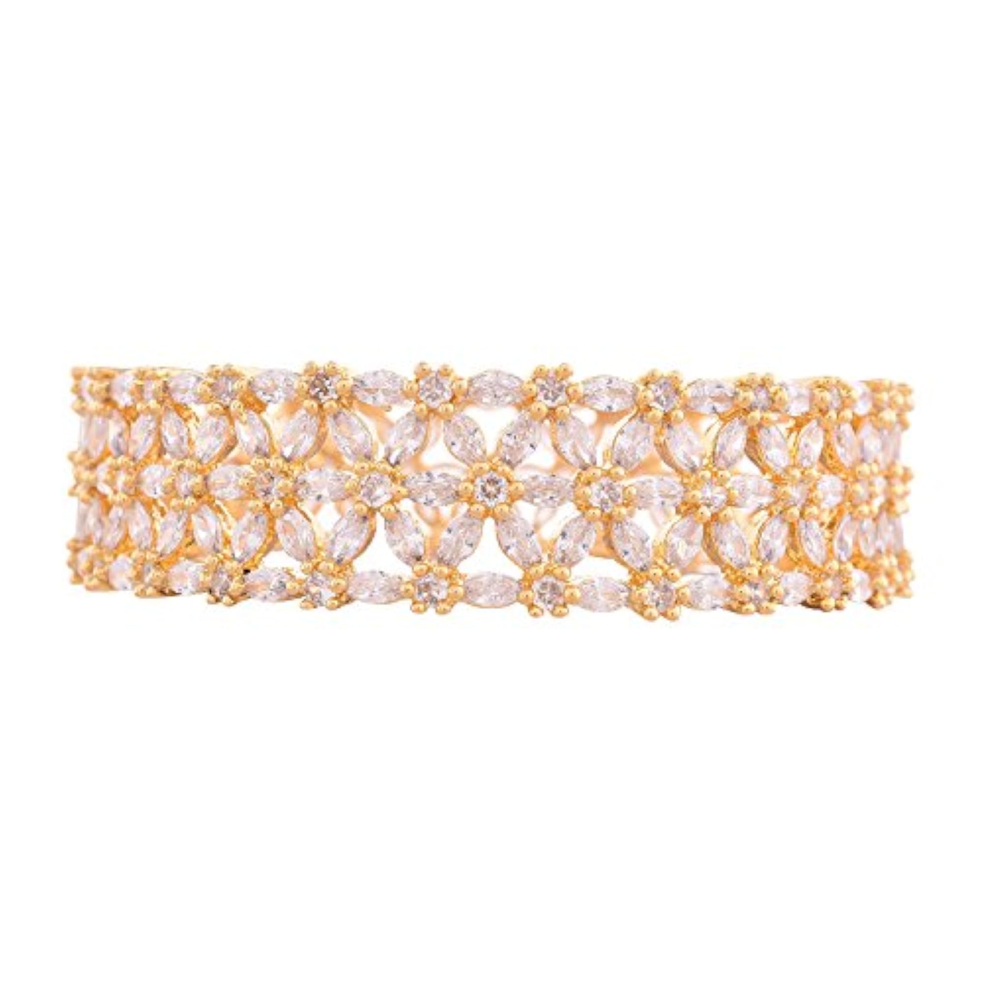 Brass Gold Plated American Diamond Kada Bangles