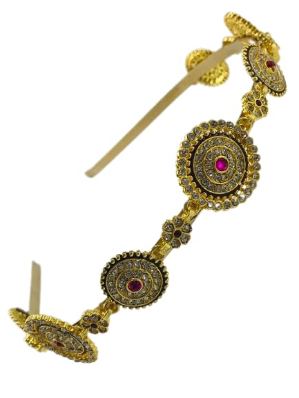 Sattyaki Hair Jewellery Hair Jewellery Gold Plated Many Style Hair Bands Kundan Multi Stone hairband for womens and girls (Sattyaki AD Red Hair Band) (B0CGV7GYTC) Amazon Price History, Amazon Price Tracker