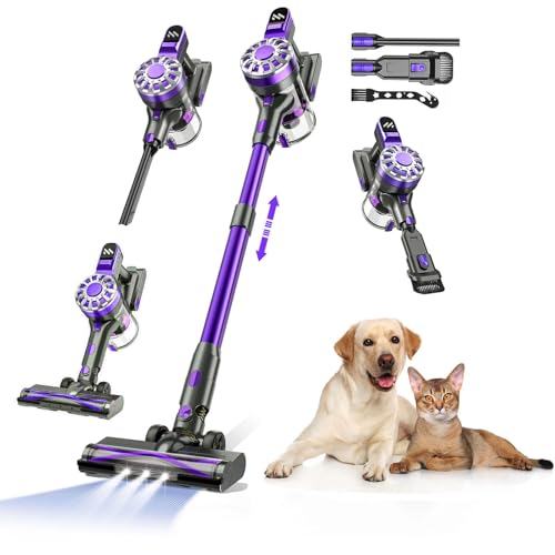 Cordless Vacuum Cleaner for Home, Lightweight Stick Vacuum Cordless Rechargeable with Power Suction,...
