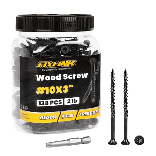 Deck Screws 3 Inch, 138pcs FIXLINK Wood Screws #10 x 3,...
