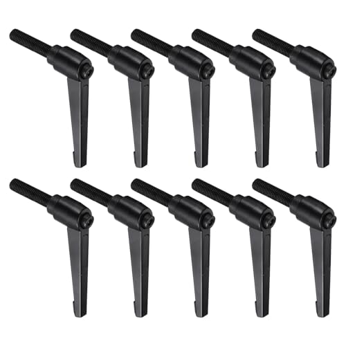 Image of uxcell 10pcs Lever Adjustable Handles M12 x 50mm Metric Male Thread, Level Clamping Handle Hand Stud Knobs Rotating Screw Handles Bolts with Locking Lever, Black