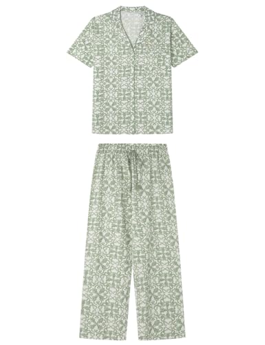Women'secret Schlafanzug mit kurzen Ärmeln Multilizenz Oase Spiel für Damen, Muster Grün, 36