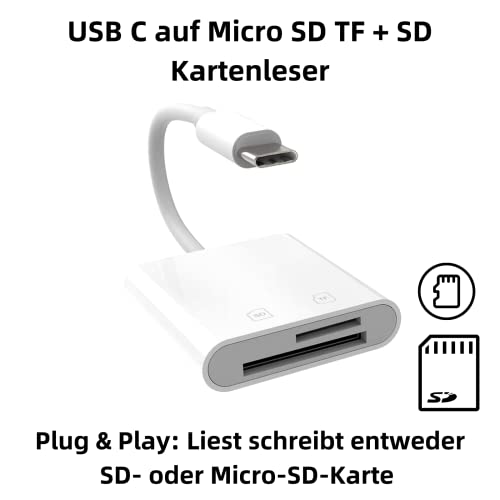 I56S USB-C to SD TF Card Reader 2-in-1 Cable Adapter with 13.5 cm Cable for iPad Pro Mac Android USB C to Micro SD TF Memory Card Reader - Image 2