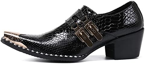 Santimon Mens Western Boots Leather Fashion Casual Metal Tip Slip on Dress Shoes Black 12 | Image 2