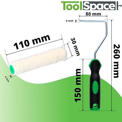 ToolSpace 10er Set Lackwalzen - 11 cm - mit Griff - Beständig gegen Lösungsmittel Lackierwalze Farbroller Velourrollen für Lacke Lackierrolle Velur/Polyacryl Walzenrolle Flock Malerrollen für Holzlack