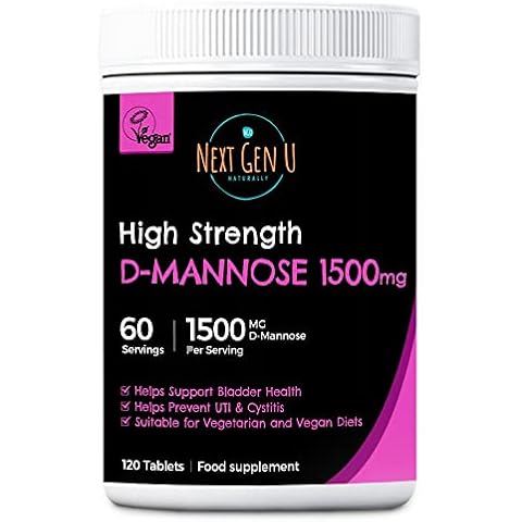 D-Mannose Capsules - 1500mg High Strength - 120 Tablets (60 Day Supply) - Contributes to Healthy Urinary Tract and Bladder - Clean Natural Ingredients Cover