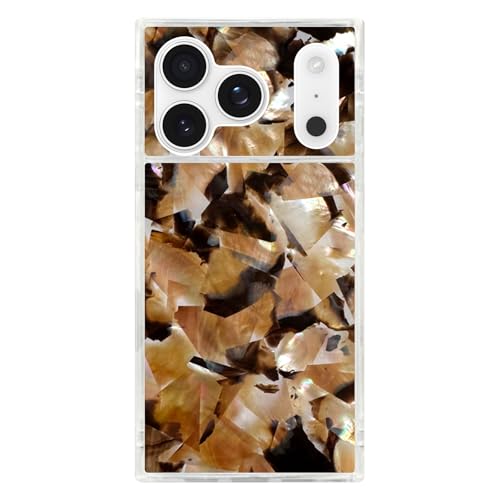 Image of FLAUNT Official Square iPhone 17 Pro Case - Brown Abalone | Phone Cover for iPhone 17 Pro - Compatible with MagSafe and Wireless Charging - Drop-Tested Shockproof Designer Hard Cover