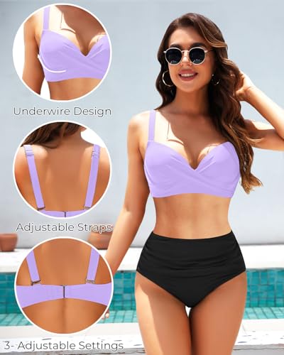 Image of Aqua Eve Women Underwire Bikini Top - Push Up Swimsuit Top Bra Padded Bathing Suit 2026 Twist Front Swimwear