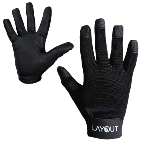 Layout Elite - Discgolf and Ultimate Frisbee Glove - Play Better with Consistent Grip (Black, S)