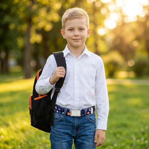 Image of GUSTAVE 2pcs Belt for Kids, Stretchy Kids Belt for Boys Girls, Fashion Adjustable Waist Belts, Elastic Silver Buckle Child Toddler Belts
