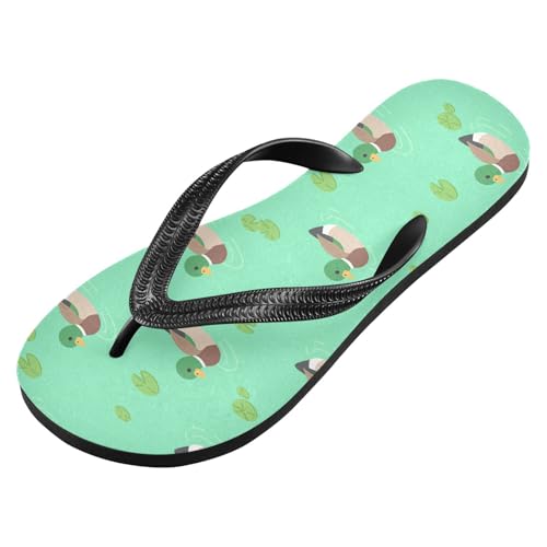 Women Beach Summer Casual Flip Flop Cute Rubber Duck GreenQuick Dry Sandals Slipper for Men A2301307