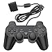Funcilit PlayStation 2 Wired Controller, Double Shock Dual Vibration Twin Shock Gamepad for Sony PS2, Black
