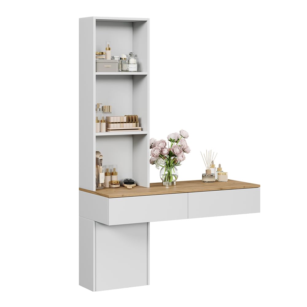 Vicco Stół do toalety "Melora", Biały/dąb, 100 cm | pour le rangement des cosmétiques et accessoires