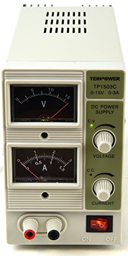 Tekpower TP1503C, 15V/3A Linear DC Power Supply, Analog Display with Alligator Banana Connector