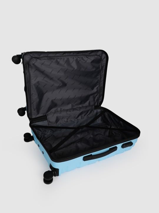 Image of Teakwood Small-Medium Cabin Size 8 Wheels Trolley Bag, Hard Cabin with Zipper Closure, Adjustable Push Button & Cross Side Strap, TSA Lock System 360 Degree (Set of 2, Sky Blue)