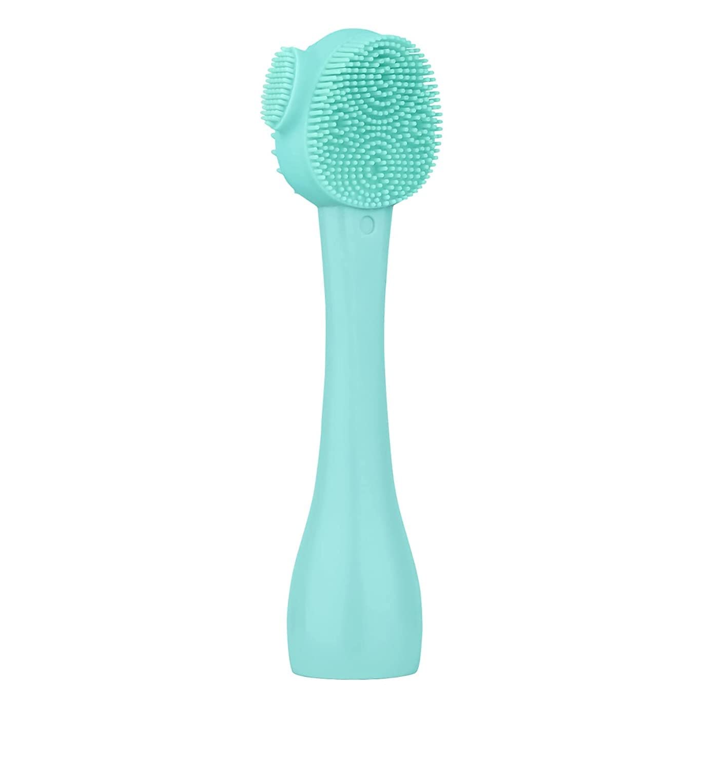 SYGA Face Cleasing Brush Silicone Face Scrubber Exfoliating Wash Brush Dual Face With Flexible Spatula Nose Cleaning Cream Applicator Mask Collector Great for Face Clean Care and Make Up- Green