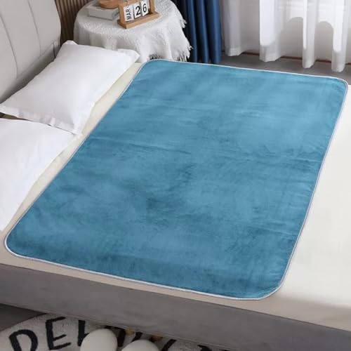 Odot Empapadores Cama Adultos Impermeable, Empapadores Absorbentes Franela Reutilizable Lavables Protector de Cama para Silla de Ruedas, Incontinencia, Personas Mayores (Azul,80x120cm)