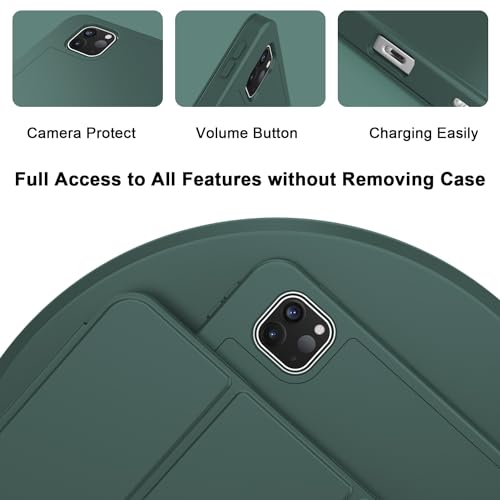 Image of ZryXal New iPad Pro 13 Inch Case (M5) 2025 / (M4) 2024 with Pencil Holder, Smart iPad Case [Support Pencil Pro and Pencil (USB-C)], Support Touch ID and Auto Wake /Sleep (Midnight Green)