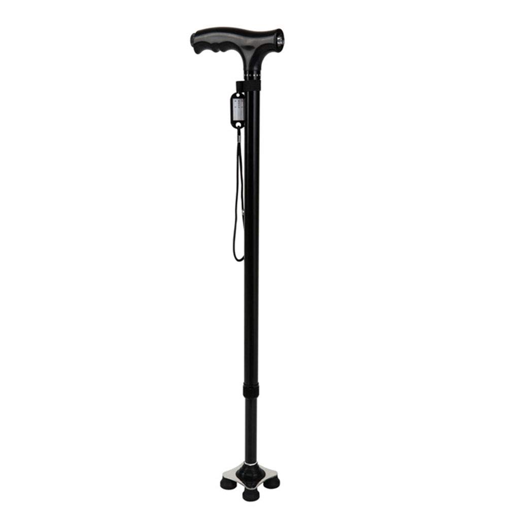 Bastón para Caminar con Luces LED, bastón de Aluminio Plegable, muletas telescópicas para Personas Mayores, Color Negro, Moderno Innovate