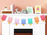 Whaline 3D Summer Ice Pops Ice Cream Banner Soft Cute Ice Cream Garland Pre-Assembled Colorful Popsicle Fabric Banner Holiday Hanging Decoration for Summer Anniversary Birthday Party Supplies Home