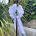 White Pull Bows with Tulle Tails and Rosebuds - 8
