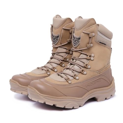 Bota Coturno Militar Tiger Pró, Couro Resistente, Design Tático, Solado Robusto para Uso Militar (Bege, BR, Adulto, Numérico, 35)