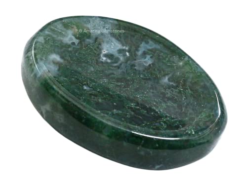 Image of Amazing Gemstone Moss Agate Worry Stone Crystals and Healing Stones - Worry Stones for Stress Relief Gifts - Piedra Crystal Fidget for Meditation, Calming, Relaxation