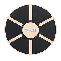Yes4All Balance Board aus Holz; Brett mit hochwertiger rutschfester Oberfläche; Balance Trainer & Wackelbrett für das Ganzkörpertraining, Schwarz