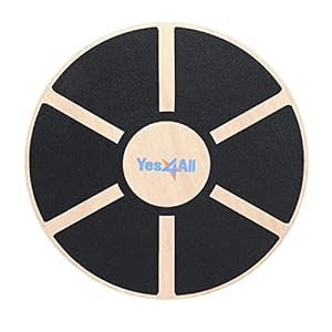 Yes4All Wooden Wobble Balance Board,Core Strength Exercise Fitness Accessory, Workout Stability Equipment, Standing Desk Use