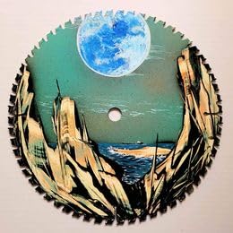 Generic Spanish Galleon And Shipping Barge Hand Painted Artwork On Double Sided Flip Side Circular Saw Blade By Artist Jason Girard. thumb #5