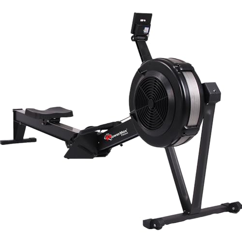 Image of PowerMax Fitness RAC-2500 Foldable Rowing Machine for Full Body Workout at Home Gym [10 Levels Air Resistance, LCD Display, Max User Weight 160kgs] Rower for Cardio & Strength Training Equipment