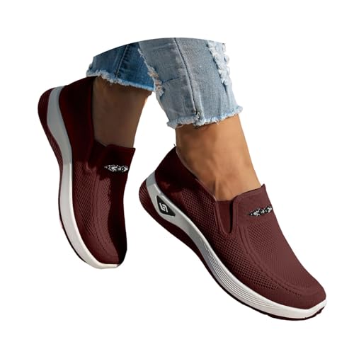 Women's Walking Shoes Slip On Sneakers Women Running Gym Fashion Orthopedic Sneaker Comfortable Workout Atheltic Fitness Jogging Lightweight Mesh Breathable Casual Sports Tennis Shoes