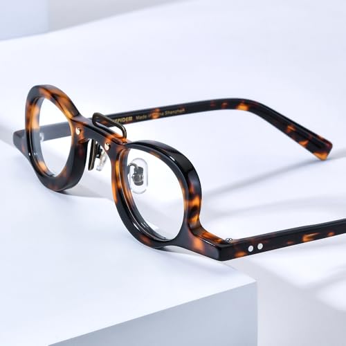 Image of HEPIDEM Acetate Glasses Frame Men,Round Optical Eyeglasses Women Vintage Retro Eyewear 9153
