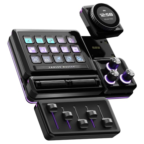 cooler master masterhub pro bundle freeform 20 modular platform -creator kit  encoder dial  3xknob  15xkeys ips display  2xroller  5xfader with customize base - empowering your workflow