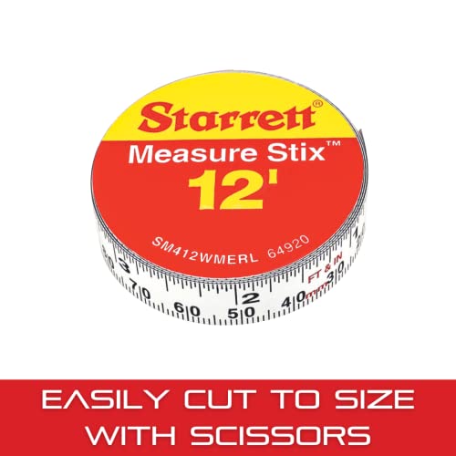 Starrett Tape Measure Stix With Adhesive Backing - Mount To Work Bench, Saw Table, Drafting Table - 1/2" X 12', English Metric, Right-Left Reading - Sm412Wmerl #TOP4