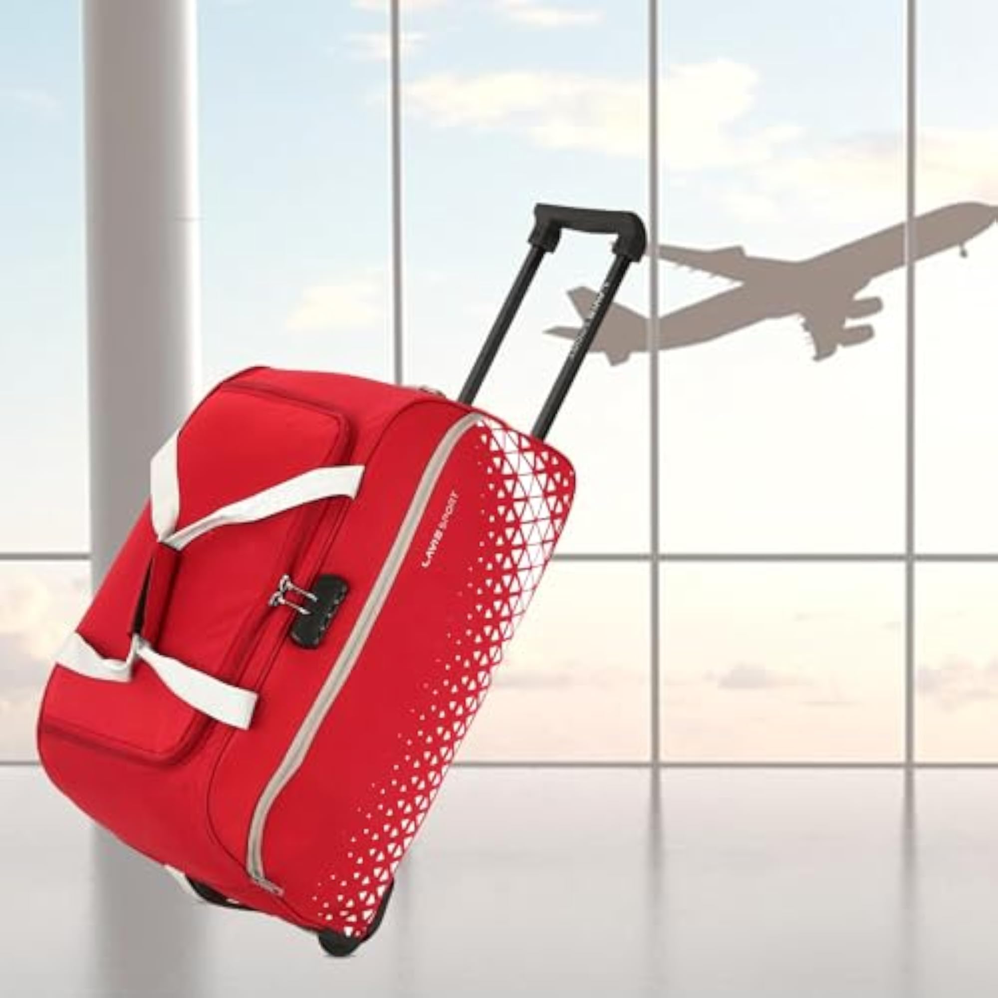 62 cms Anti-theft Arrow Wheel Duffle Bag, Red