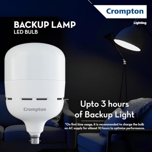 Image of Crompton 50W Backup Lamp LED Bulb | Rechargeable Inverter Bulb for Home, Office & Hotels | Up to 3 Hrs Backup | Li-Ion Battery | Surge Protection up to 4kV | Voltage Protection 440V | CDL | Pack of 1