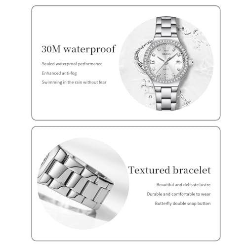 Image of OLEVS Watch Women Silver Stainless Steel Dress Analog Luminous Watch