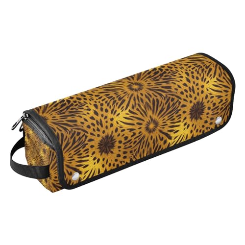 Bolsa de viaje para herramientas de cabello con tapete para plancha, soporte para rizador y secadora - Estampado abstracto leopardo dorado miniatura 1