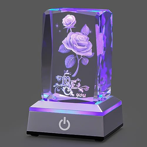 hochance 3D veelkleurig roze kristal nachtlampje - I Love You Decolamp - Perfect cadeau-idee voor Valentijnsdag, vriendin, vrouw, moeder - uniek verjaardagscadeau