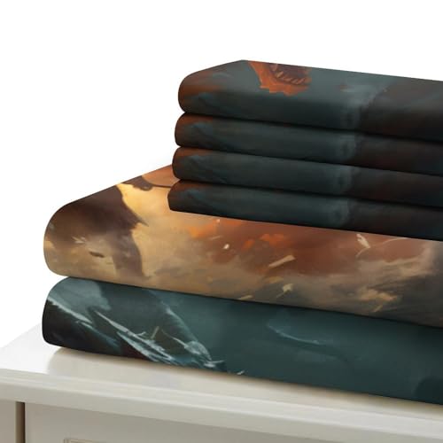 Housse de couette dragon 3D parure lit microfibre super king