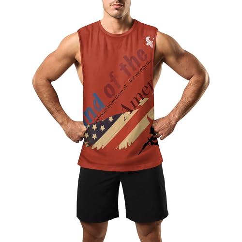 Image of Zhyaj Summer Tanks Top for Men Flag Graphic Print Sleeveless Shirts Casual Working Out Vest T-Shirts Loose-Fit Men's Tank