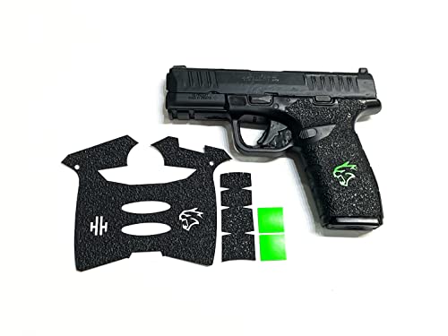 Handleitgrips Gun Grip Tape Compatible with Springfield Hellcat PRO - Black Sandpaper Pistol Grip Tape with Green Insert, Easy Installation, Gun Parts & Accessories, Veteran Owned, Made in USA
