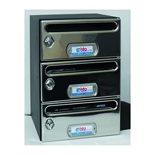 Btv - Conjunto buzon/es horizontal mercurio6 negro inoxidable (3u)
