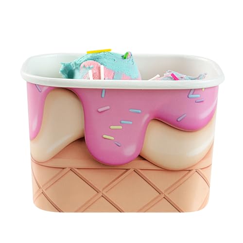 Image of Restaurantware Paper Cups 200 Count 12 Ounce Square Disposable Ice Cream Containers, Leak-Resistant Paper Dessert To Go Cups, Hot And Cold Food, Durable Vanilla Strawberry Swirl, Lids Sold Separately