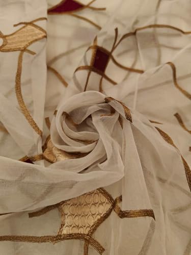 Organza de soie blanc ivoire brodé pour robe de mariée et création de cérémonie 20800