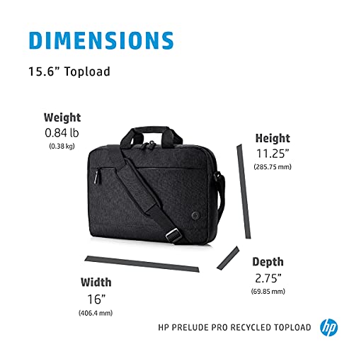 Image of HP Prelude Pro Recycle Briefcase for 15.6 Inch Laptops with Water Resistant Coating (1X645AA), Black